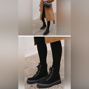 Vince Camuto x Fashion Jackson Suede Lace-Up Hiker Boots Puch Black size 8M